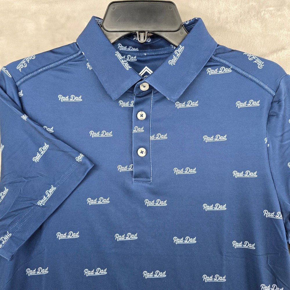 NWT Burlebo Size Small Polo Shirt‎ Blue Rad Dad All Over Print Golf Tee